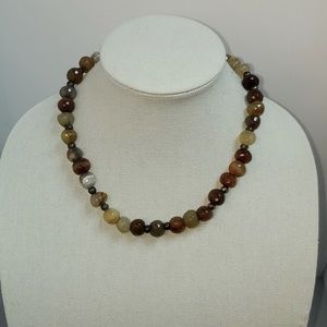 Multi Colored Cubed Beaded Necklace - Hand Made